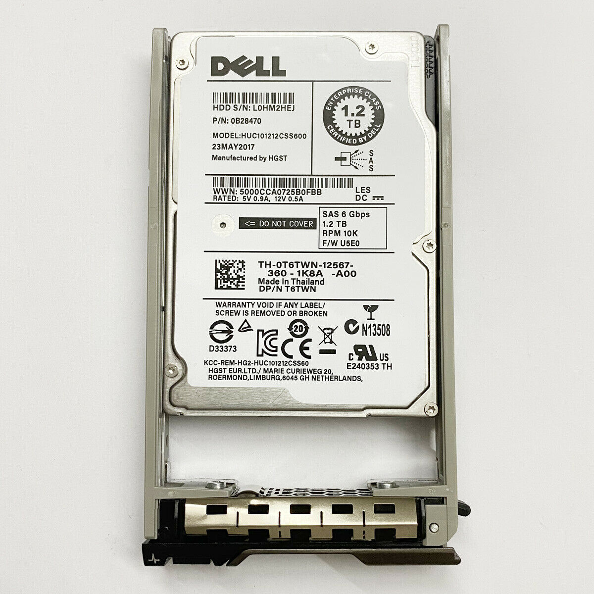 Dell 1.2TB 6G 10K 2.5" SAS 0T6TWN T6TWN HUC101212CSS600 HDD HARD DRIVE 
