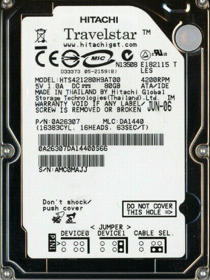 HTS421280H9AT00 Hitachi Travelstar 4K120 Hard Drive HTS421280H9AT00 HTS421280H9AT00 Hitachi Travelstar 4K120 Hard Drive HTS421280H9AT00
